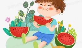 吃瓜男孩插画